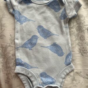 SOLD‼️Blue Bird Print Baby Onesie